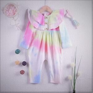 3-6 month Tie Dye Romper with Headband Set